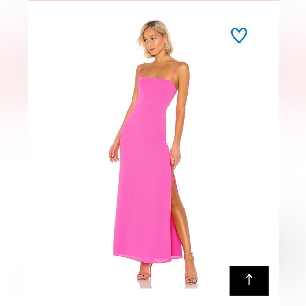 Superdown Addison maxi dress pink fuschia slip dress side slit Revolve Sz S - Picture 2 of 11